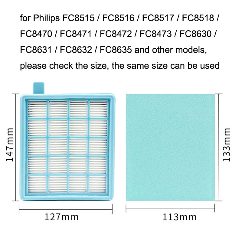 Filterx1+Filter Cottonx3+Air Filter Cottonx1 Vacuum Cleaner Accessories For Philips FC8471 / FC8630 / FC9322