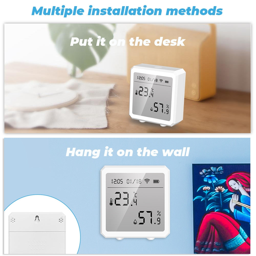 Wifi Temperature And Humidity Meter Sensor Equipment Smart Home Graffiti APP Temperature And Humidity Sensor(Black)