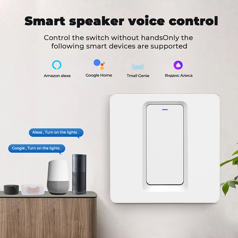 Tuya ZigBee Smart Single-fire Zero-fire Sharing Switch Phone Control Voice Panel EU Plug, Spec: 2 Buttons