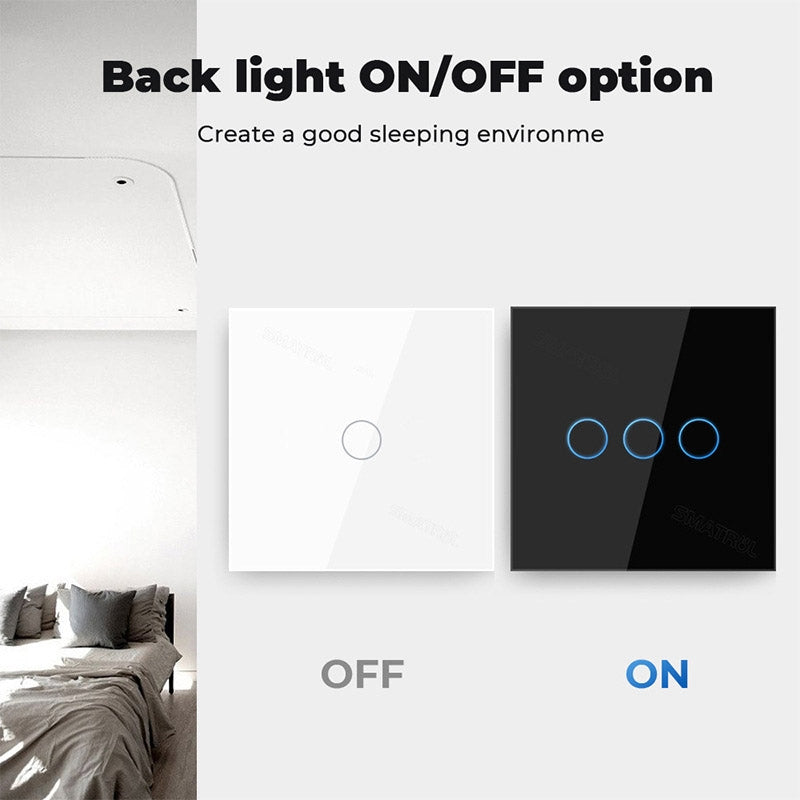 Tuya ZigBee Zero Firewire Touch Wall Remote Control Switch Light Control Voice Switch EU Plug, Style: 2 Gang (Black)