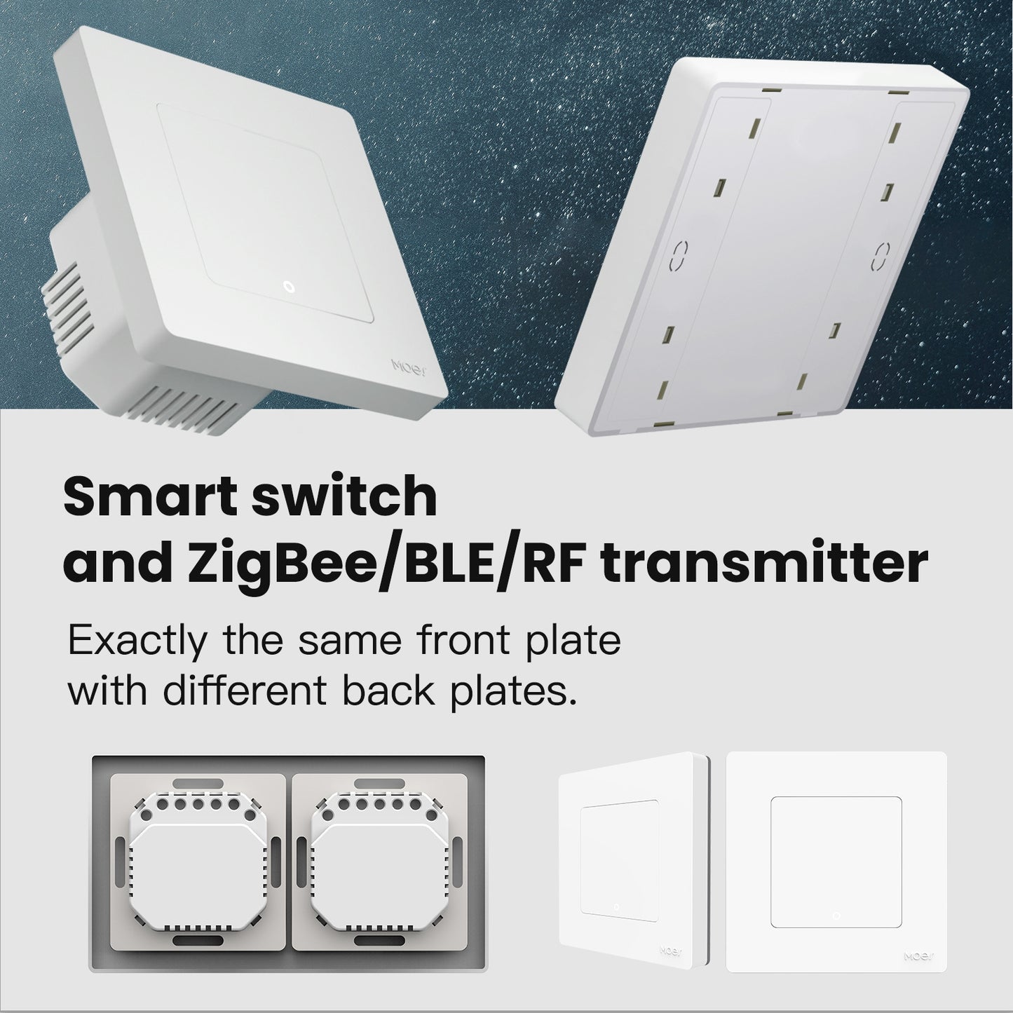 Tuya ZigBee Smart Single-fire Zero-fire Sharing Timing Voice Wall Switch EU Plug, Style: 3  Ways (White)