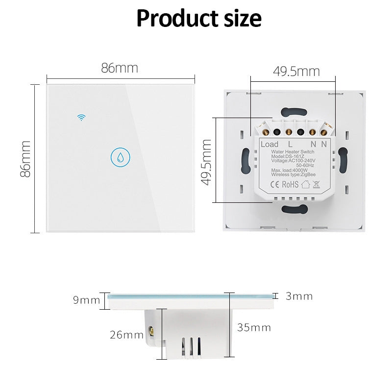 WIFI 20A Water Heater Switch Black High Power Time Voice Control EU Plug