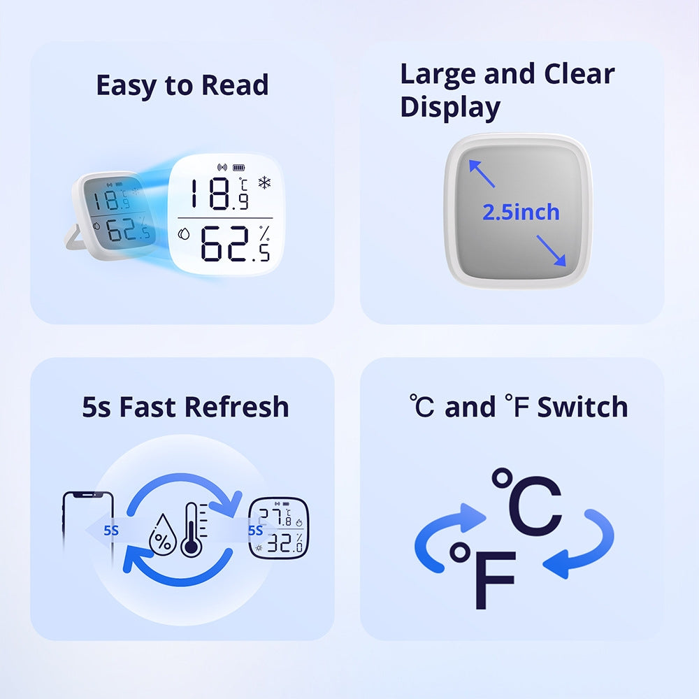 SONOFF SNZB-02D 2.5 inch LCD Smart Sensor Real-Time Monitoring Linkage