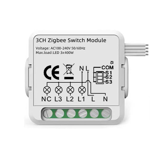 3CH Zigbee Smart Switch Module For Alexa / Google Home / Tuya Smart Life APP