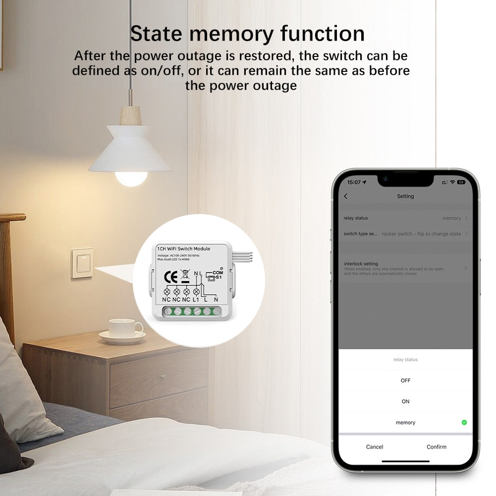 1CH  WiFi  Smart Switch Module For Alexa / Google Home / Tuya Smart Life APP