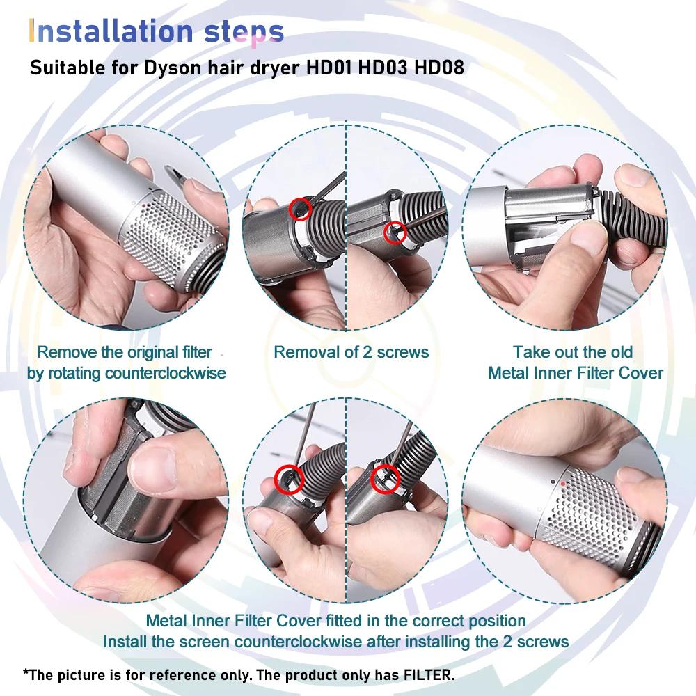 For Dyson HD03 / HD08 / HD15 Hair Dryer Metal Inner Filter Screwdriver Set Repair Parts