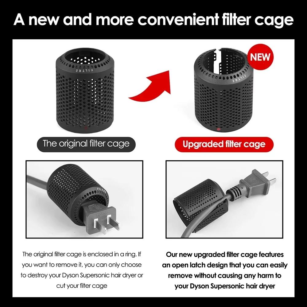For Dyson HD01 / HD03 / HD08 / HD15 Hair Dryer Open Design Outer Filter Cover Replacement Parts(Silver)