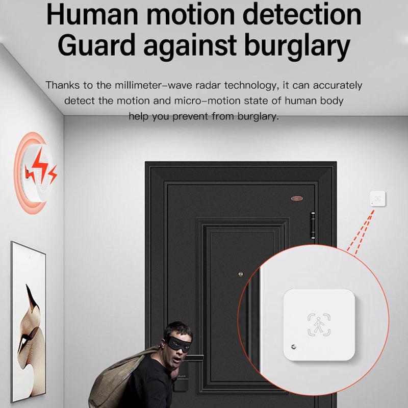 Tuya WiFi Square Human Presence Sensor Millimeter Wave Radar Detection Built-in Illuminance Sensor