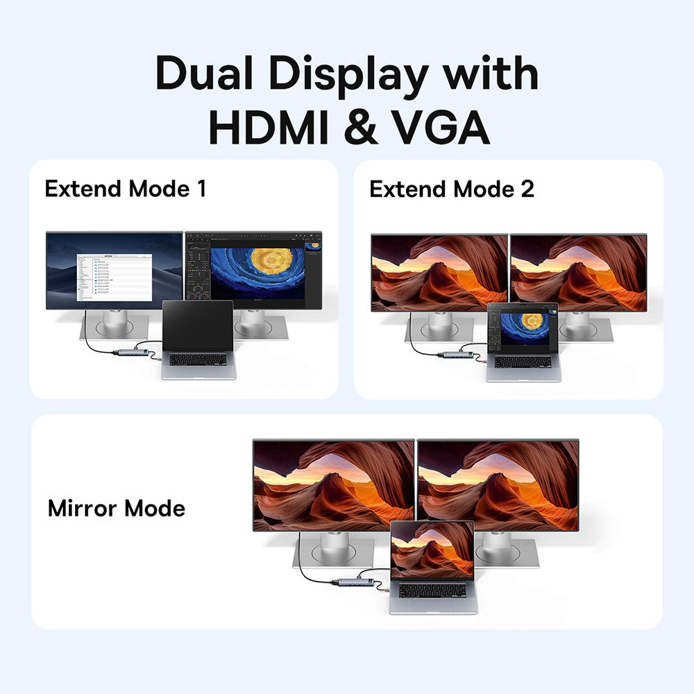 Metal-Gleam-Series-11-Port-HUB-Adapter-Multi-Port-Type-C-Docking-Station-USB-C-to-HD-/-VGA-/-USB-/-PD-/-RJ45-/-SD-/-TF-/-3.5mm