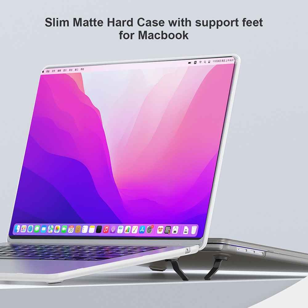 MP-SMS For MacBook Pro 16 inch (2026) A3429 A3428 / (2025) A3186 A3403 / (2024) A2991 / (2023) A2780 / (2021) A2485 A2780 Slim Case Kickstand Matte Laptop Cover - Transparent Black