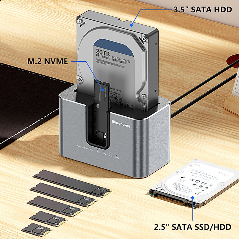 HD01N-Dual-Bay-2.5-/-3.5-Inch-HDD-SSD-Docking-Station-M.2-NVMe-SATA-Offline-Clone-USB-3.2-Storage-Converter-EU-Plug