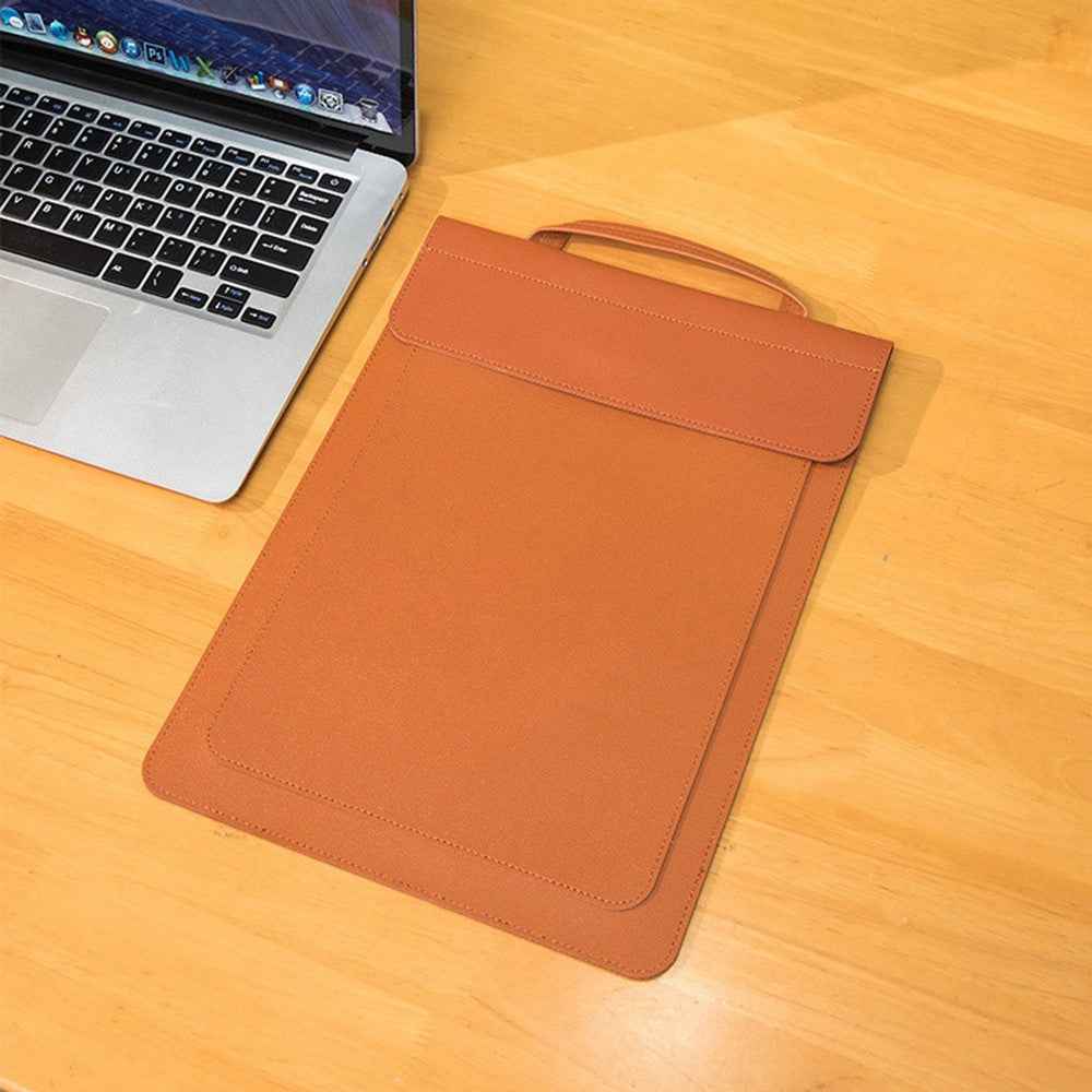 Business Style Waterproof PU Leather Protective Sleeve for 13.3 / 14-inch Laptop Carrying Case - Black
