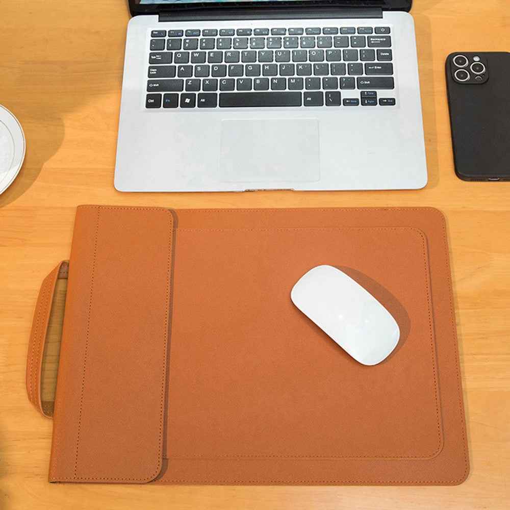 Business Style Waterproof PU Leather Protective Sleeve for 13.3 / 14-inch Laptop Carrying Case - Black