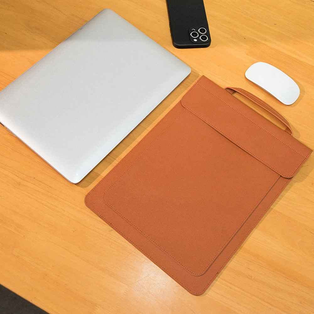 Business Style Waterproof PU Leather Protective Sleeve for 13.3 / 14-inch Laptop Carrying Case - Black