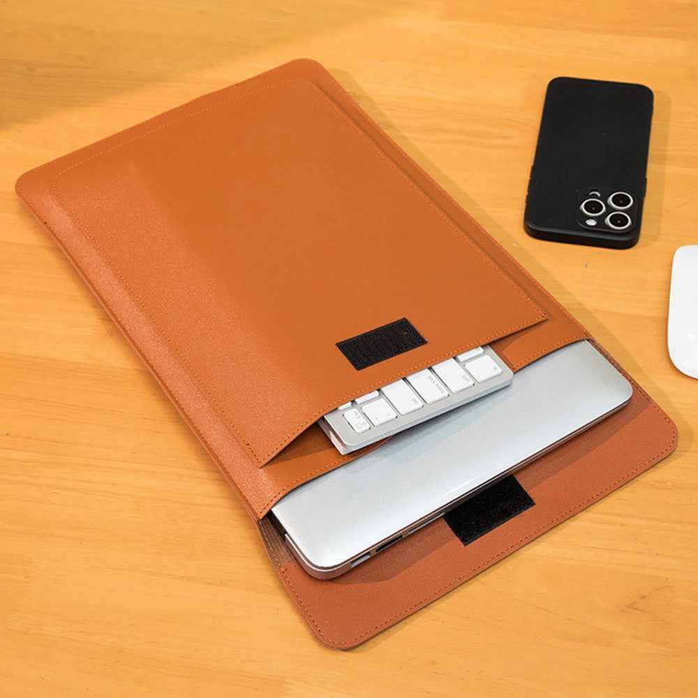Business Style Waterproof PU Leather Protective Sleeve for 13.3 / 14-inch Laptop Carrying Case - Black