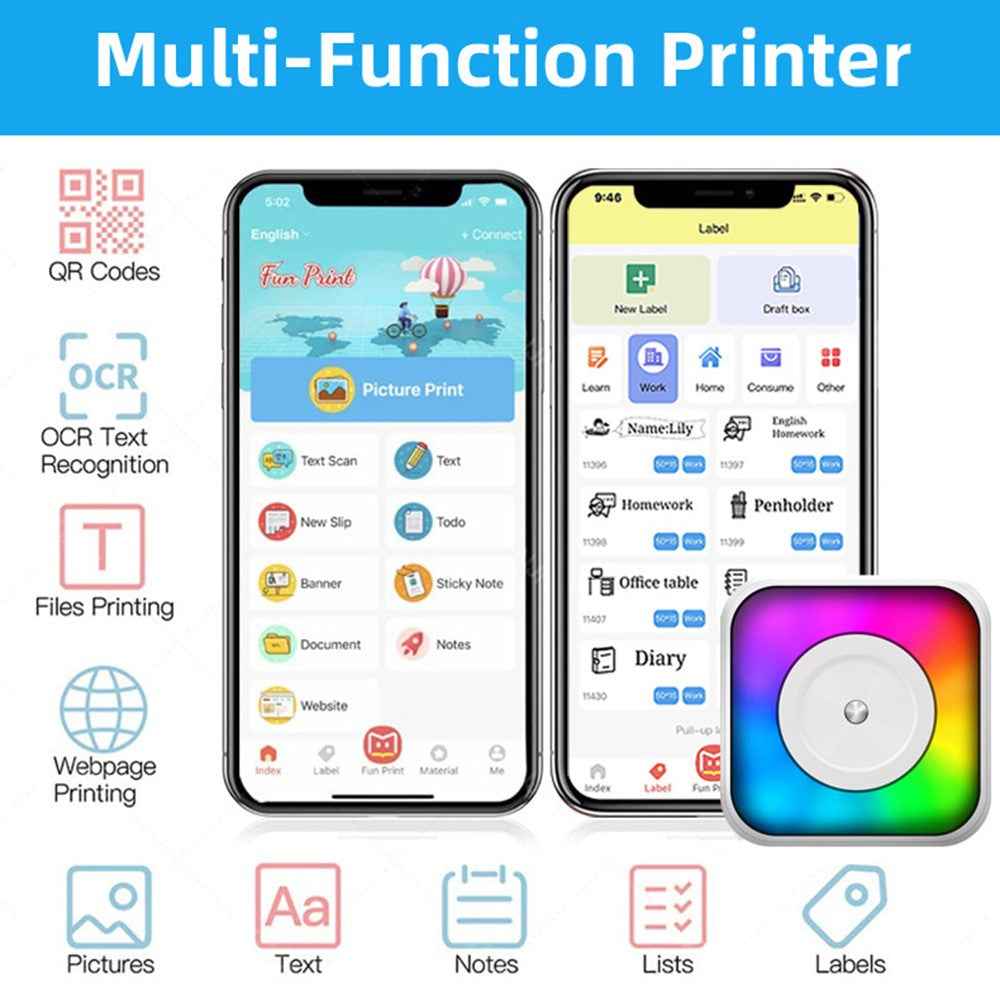 C31 Mini Wireless Bluetooth-compatible Thermal Lable Printer 200DPI Pocket Printer