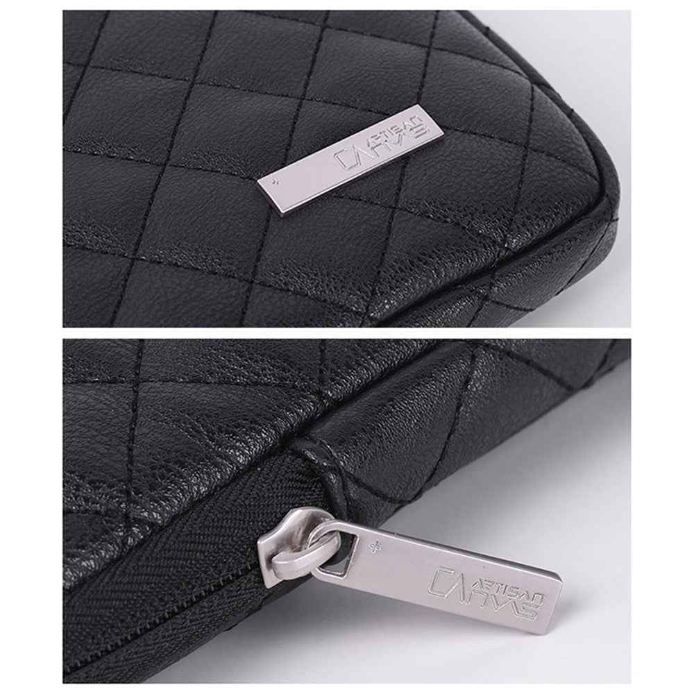 L19-453 PU Leather Laptop Sleeve Rhombus Grid Notebook Case Carrying Bag with Small Bag - Red/for 11-inch Laptop