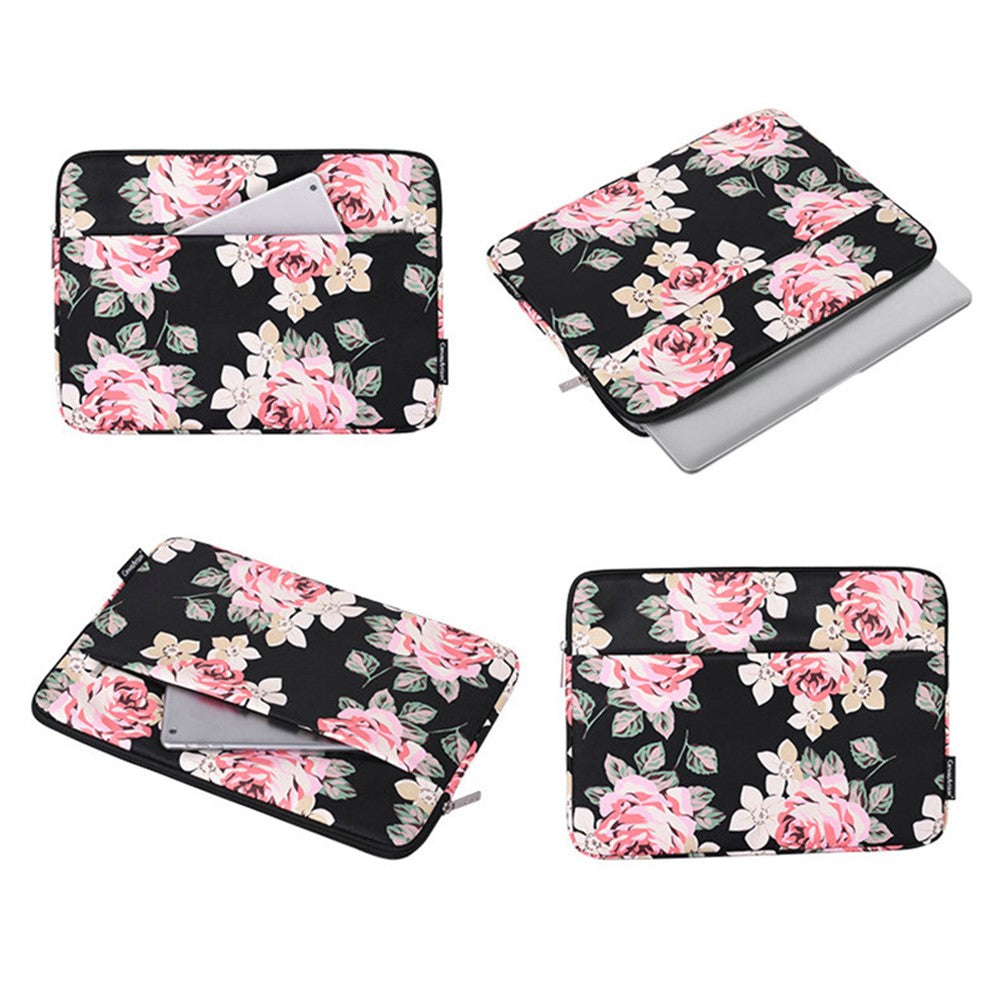 H40-11-Protective-Carrying-Case-Portable-Sleeve-Bag-for-13-inch-Laptops-Rose-Pattern-Printed-Storage-Bag-with-Outer-Pouch-Black