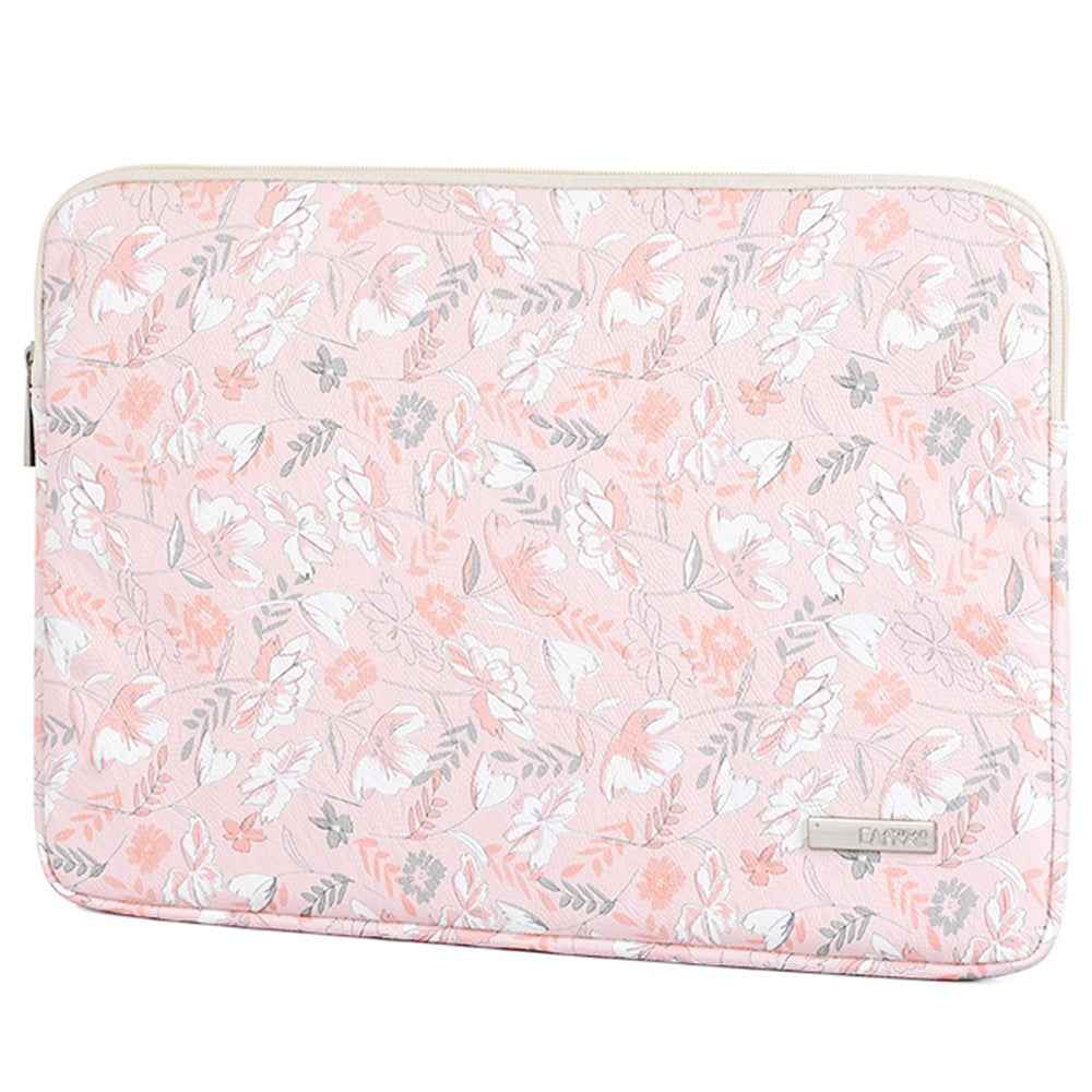 G4-T0121 PU Leather Anti-scratch Notebook Case Flower Leaf Pattern Laptop Sleeve with Small Bag - Light Pink/for 11-inch Laptop