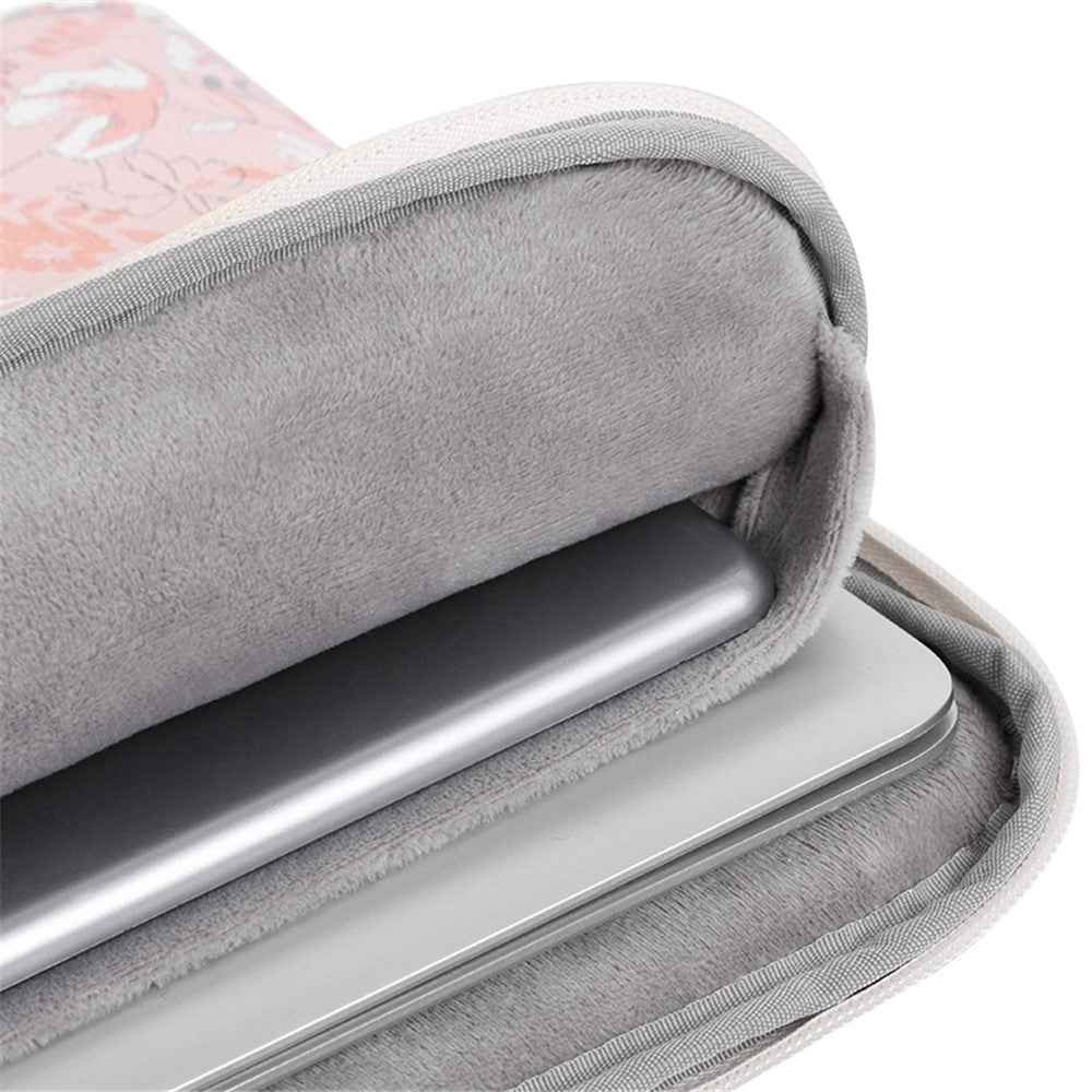 G4-T0121 PU Leather Anti-scratch Notebook Case Flower Leaf Pattern Laptop Sleeve with Small Bag - Light Pink/for 11-inch Laptop