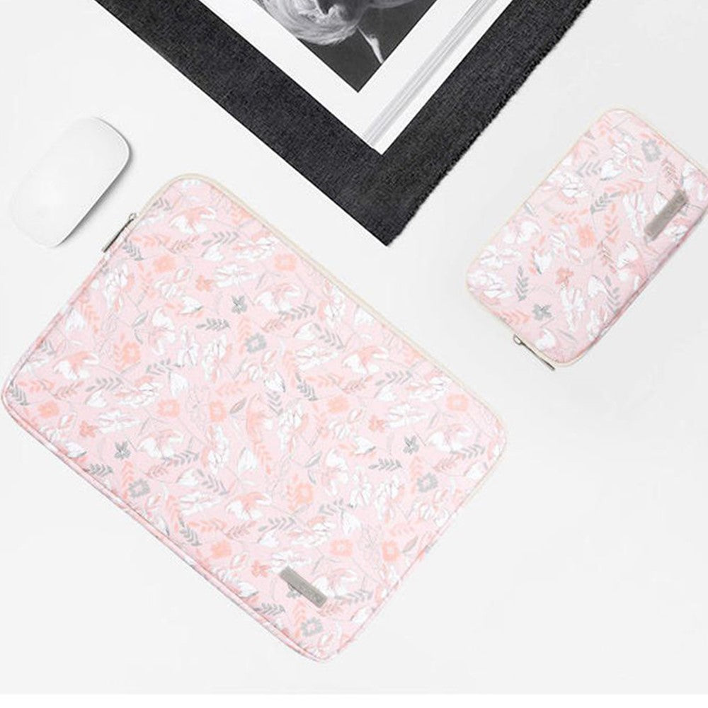 G4-T0121-PU-Leather-Anti-scratch-Notebook-Case-Flower-Leaf-Pattern-Laptop-Sleeve-with-Small-Bag-Light-Pink/for-11-inch-Laptop