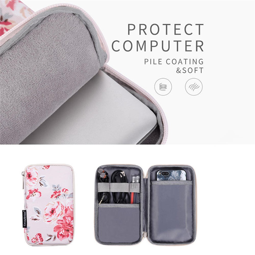 H10-T0121-Notebook-PC-Carrying-Case-Watercolor-Flower-Pattern-Protective-Laptop-Sleeve-with-Small-Bag-White/for-12-inch-Laptop
