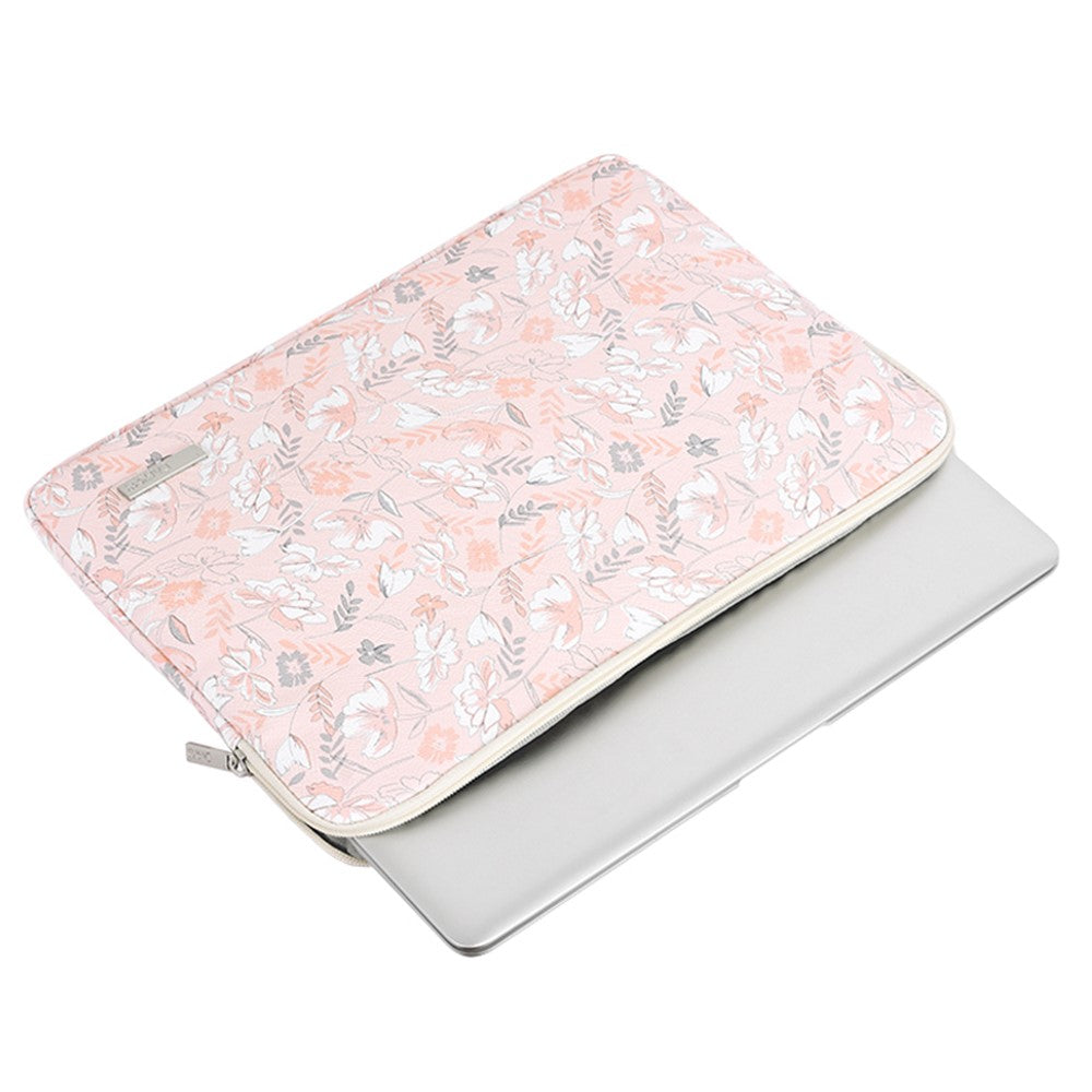 G4-T0121-PU-Leather-Anti-scratch-Notebook-Case-Flower-Leaf-Pattern-Laptop-Sleeve-with-Small-Bag-Light-Pink/for-11-inch-Laptop