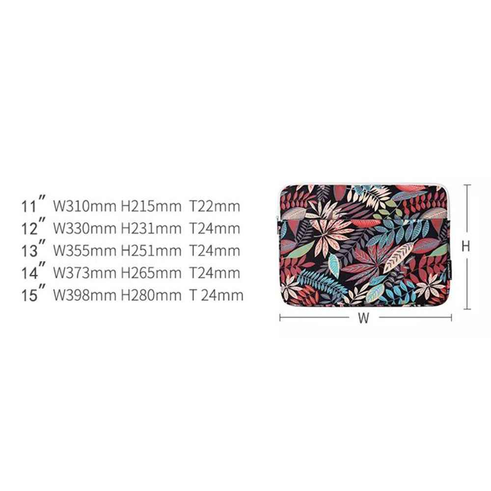 H30-11 Leaves Printing Scratch-resistant Laptop Sleeve Polyester Zipper Notebook Bag - Blue/for 12-inch Laptop