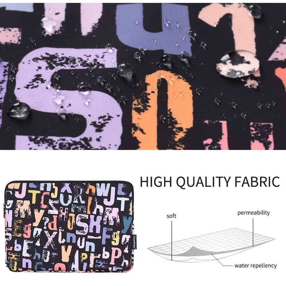 H18-01 Letters Printing Scratch-resistant Laptop Sleeve Notebook Carrying Case - Black/for 12-inch Laptop
