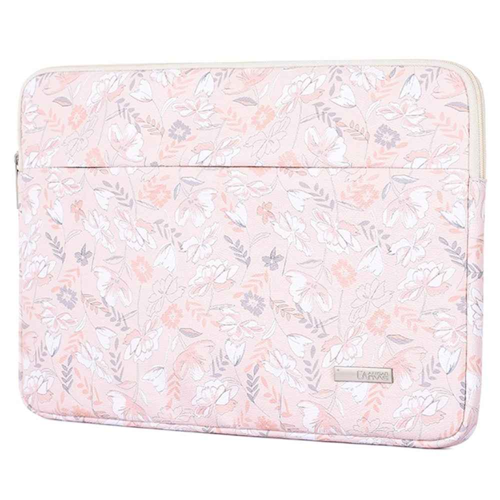 G4-11 Shockproof Portable Carry Case for 15-inch Laptops PU Leather Storage Bag Flower Printed Sleeve Bag with Outer Pouch