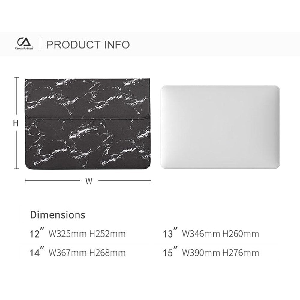 E32-01-Magnetic-Flip-Cover-PU-Leather-Laptop-Sleeve-Marble-Pattern-Notebook-Carrying-Bag-Black/Gold/for-15-inch-Laptop