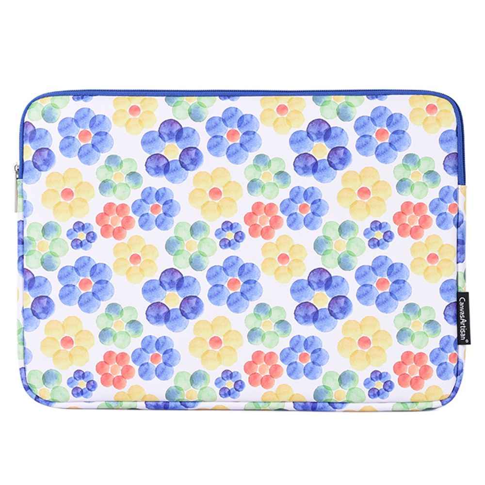 G51-01 Flower Pattern PU Leather Laptop Sleeve Ultra-thin Notebook Carrying Case for 13-inch Laptop