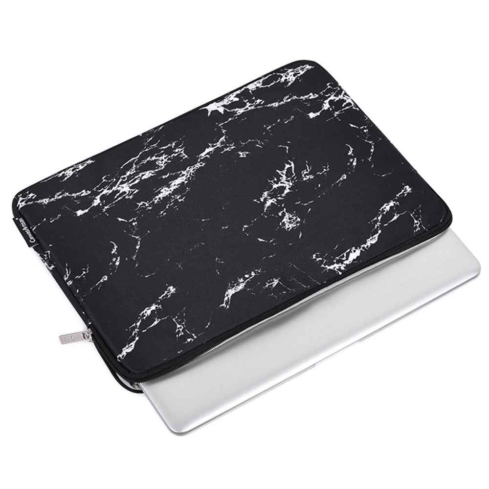H32-T0111 Marble Pattern Waterproof Sleeve Bag for 11 inch Laptops Anti-Scratch Carry Case Notebook Portable Slim Case with Small Bag - White