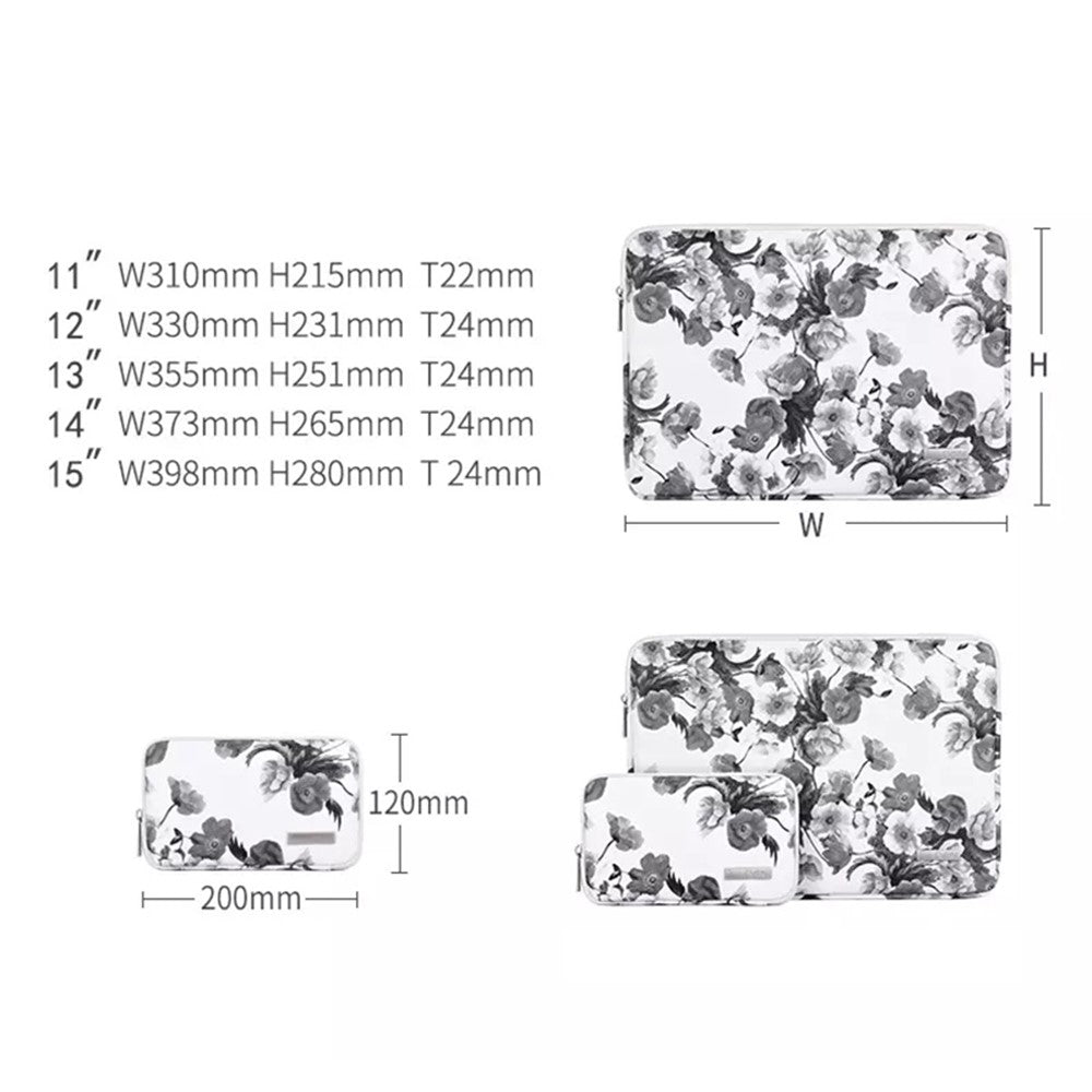 G1-T0121-Watercolor-Flower-Pattern-Laptop-Sleeve-Notebook-Case-with-Small-Bag-White/for-13-inch-Laptop