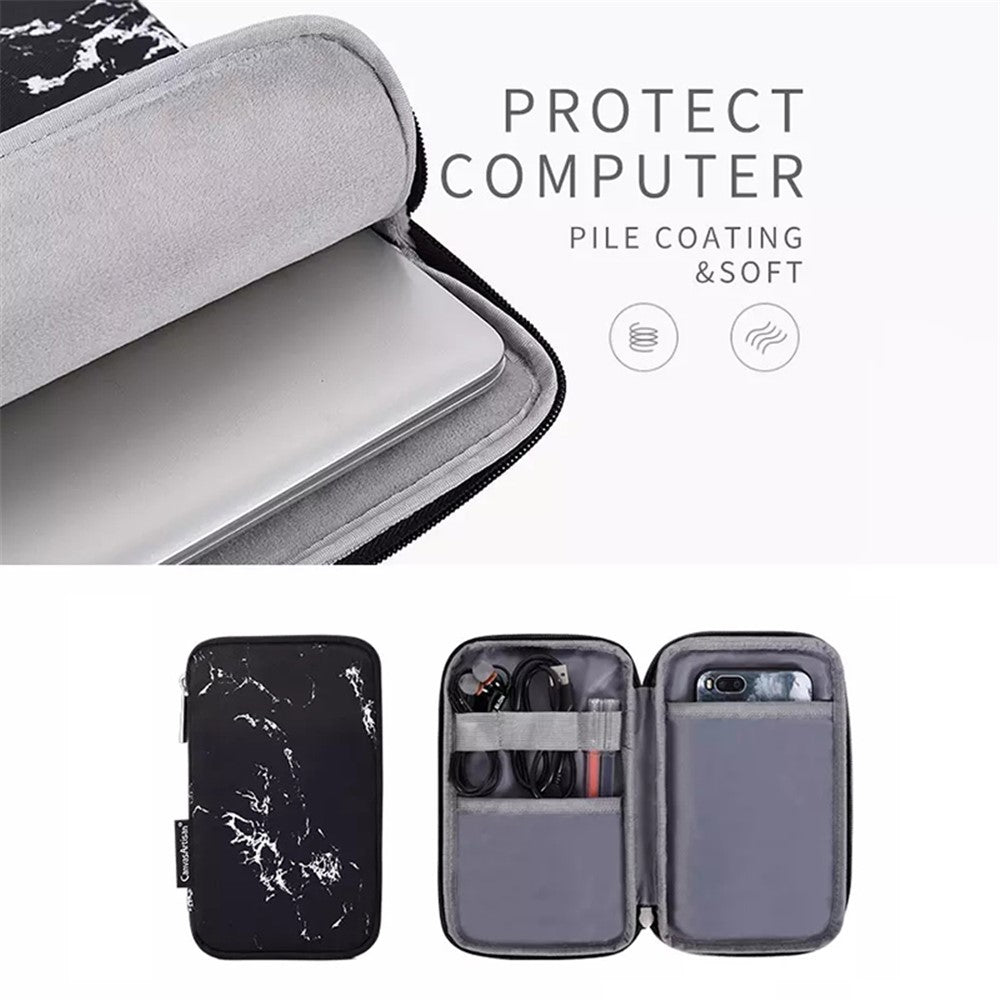 H32-T0121-Marble-Pattern-Zipper-Closure-Laptop-Carrying-Bag-Notebook-Protective-Sleeve-with-Small-Bag-Black/for-13-inch-Laptop