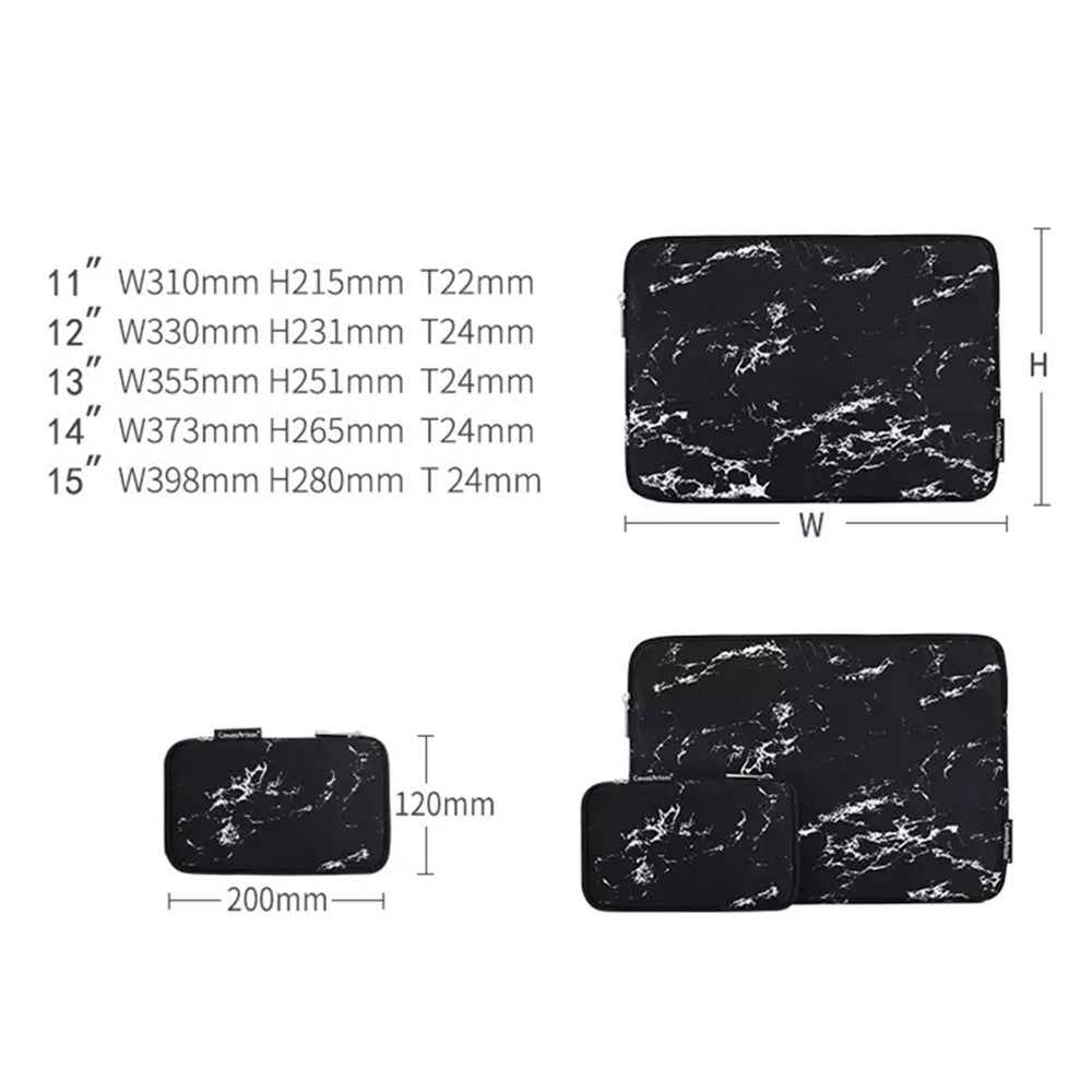 H32-T0121-Marble-Pattern-Zipper-Closure-Laptop-Carrying-Bag-Notebook-Protective-Sleeve-with-Small-Bag-Black/for-13-inch-Laptop