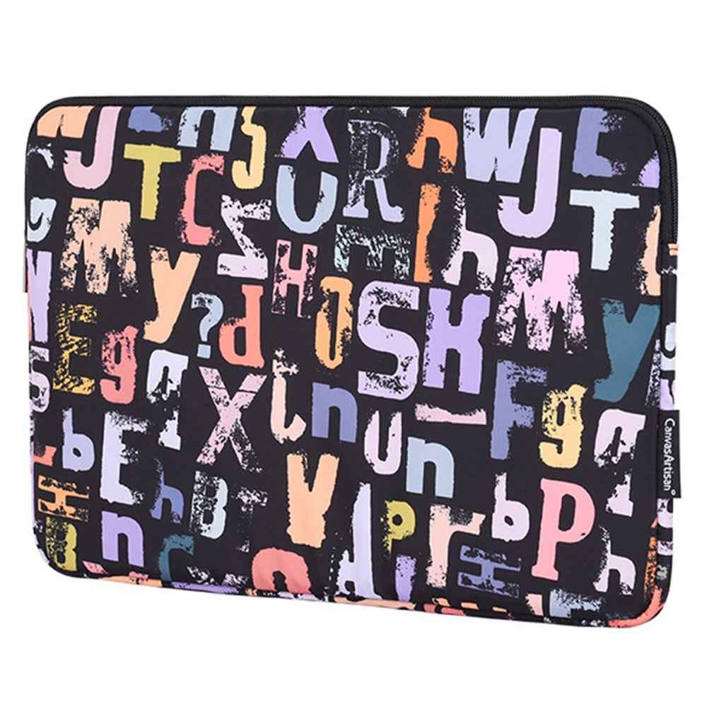 H18-T0121 Laptop Sleeve Letters Printing Ultra Slim Notebook Case with Small Bag - Black/for 11-inch Laptop