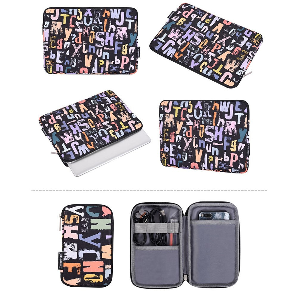 H18-T0121-Laptop-Sleeve-Letters-Printing-Ultra-Slim-Notebook-Case-with-Small-Bag-Black/for-11-inch-Laptop