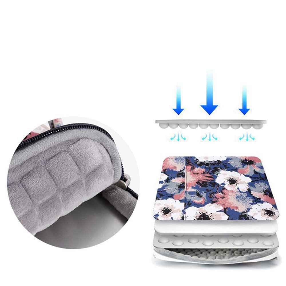 KH43-05 15-inch Laptop Handbag Protective Sleeve Flower Pattern Notebook Carrying Case