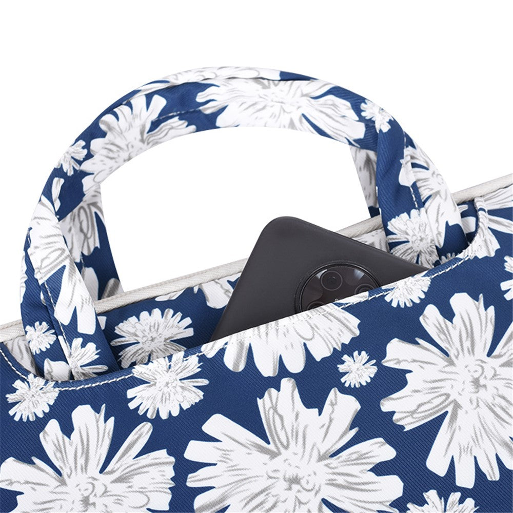 H34-B01-Chrysanthemum-Pattern-Laptop-Handbag-Polyester-Zipper-Notebook-Carrying-Bag-with-Handle-Design-Blue/for-14-inch-Laptop