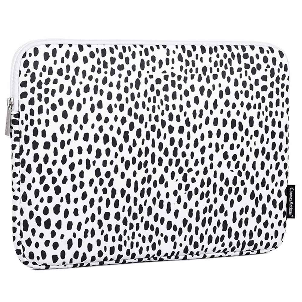 H36-T0123 Dots Printing Shockproof Notebook Laptop Sleeve Carrying Case with Small Bag - White/for 14-inch Laptop