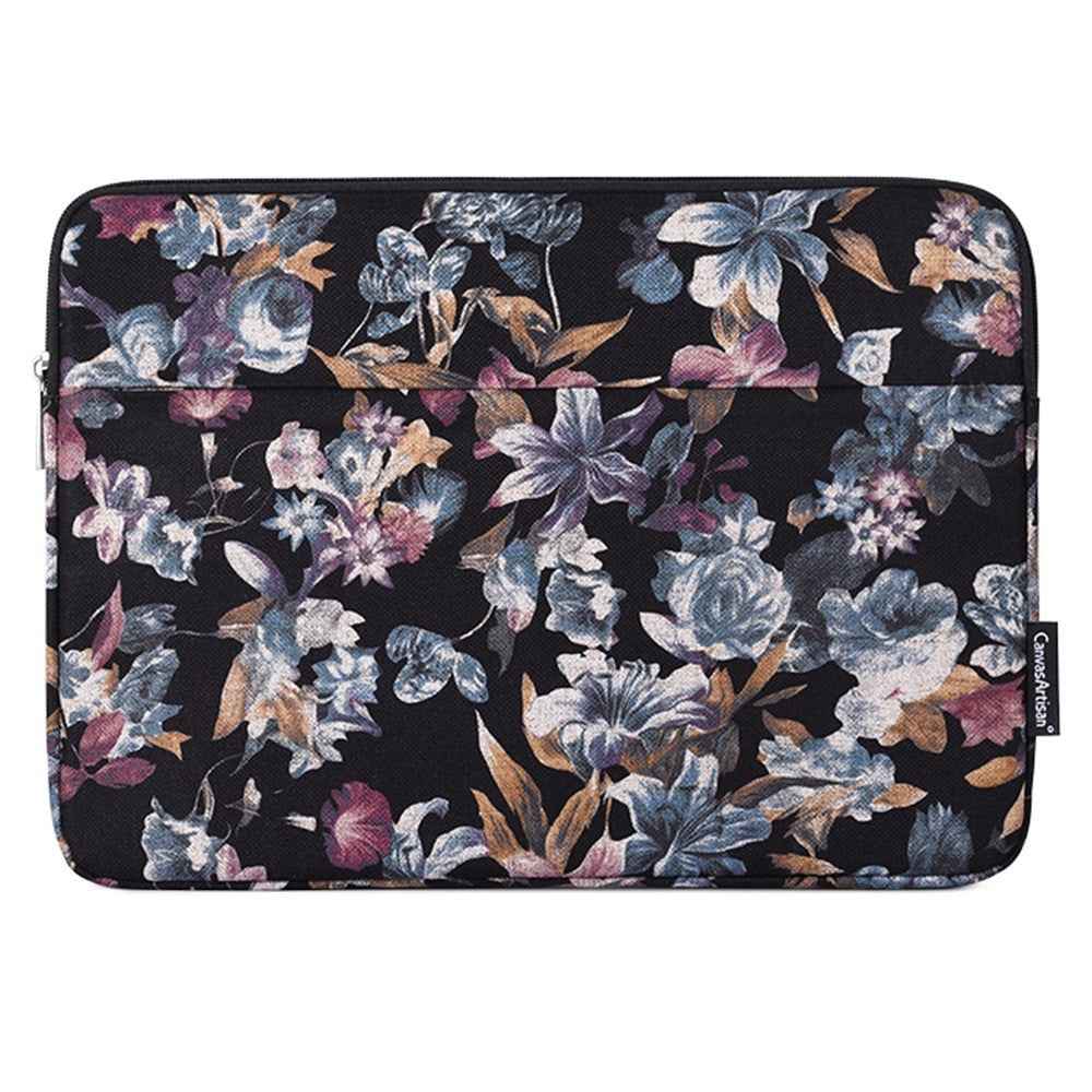 H2-11 15-inch Laptop Sleeve, Watercolor Flower Pattern Linen Carrying Pouch