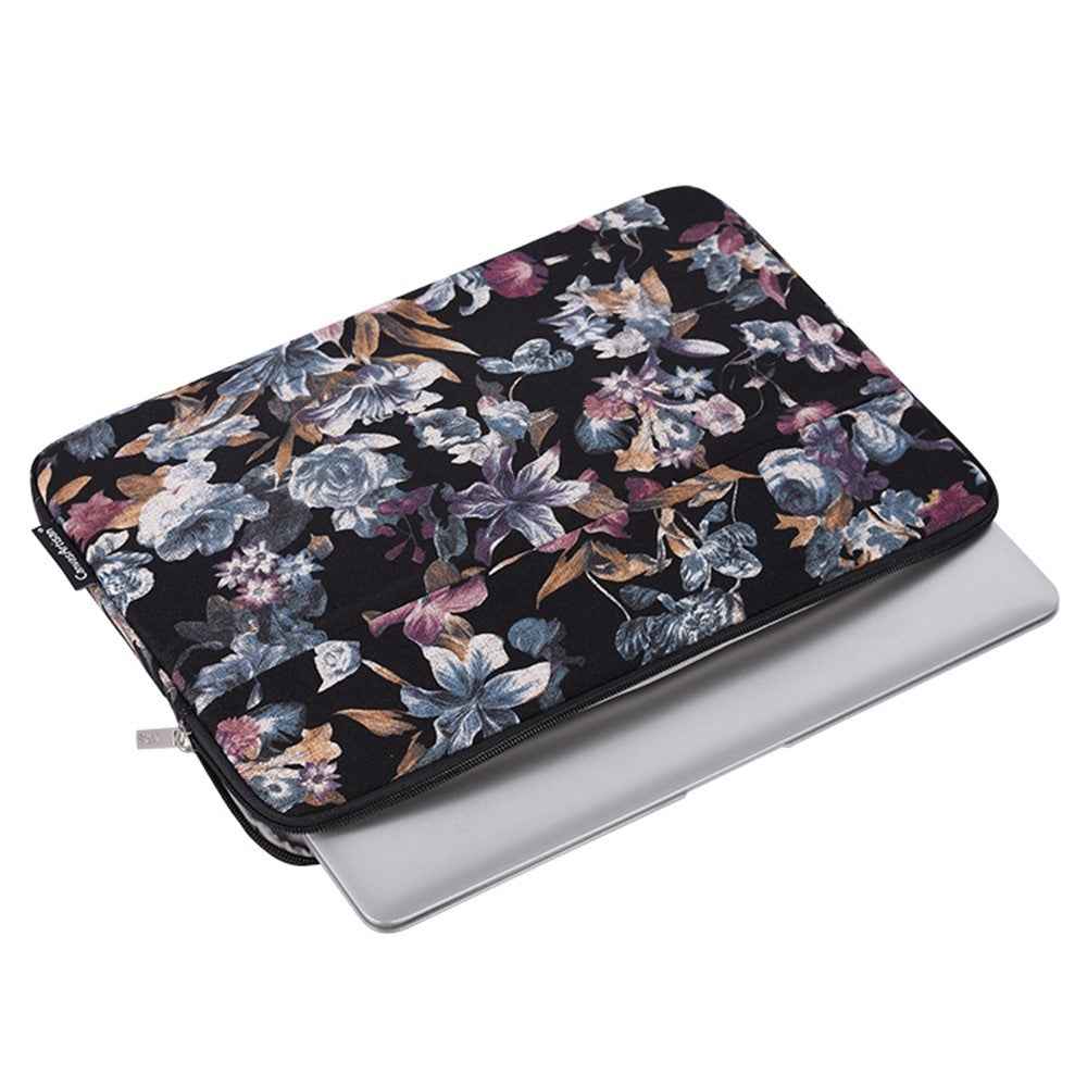 H2-11 15-inch Laptop Sleeve, Watercolor Flower Pattern Linen Carrying Pouch