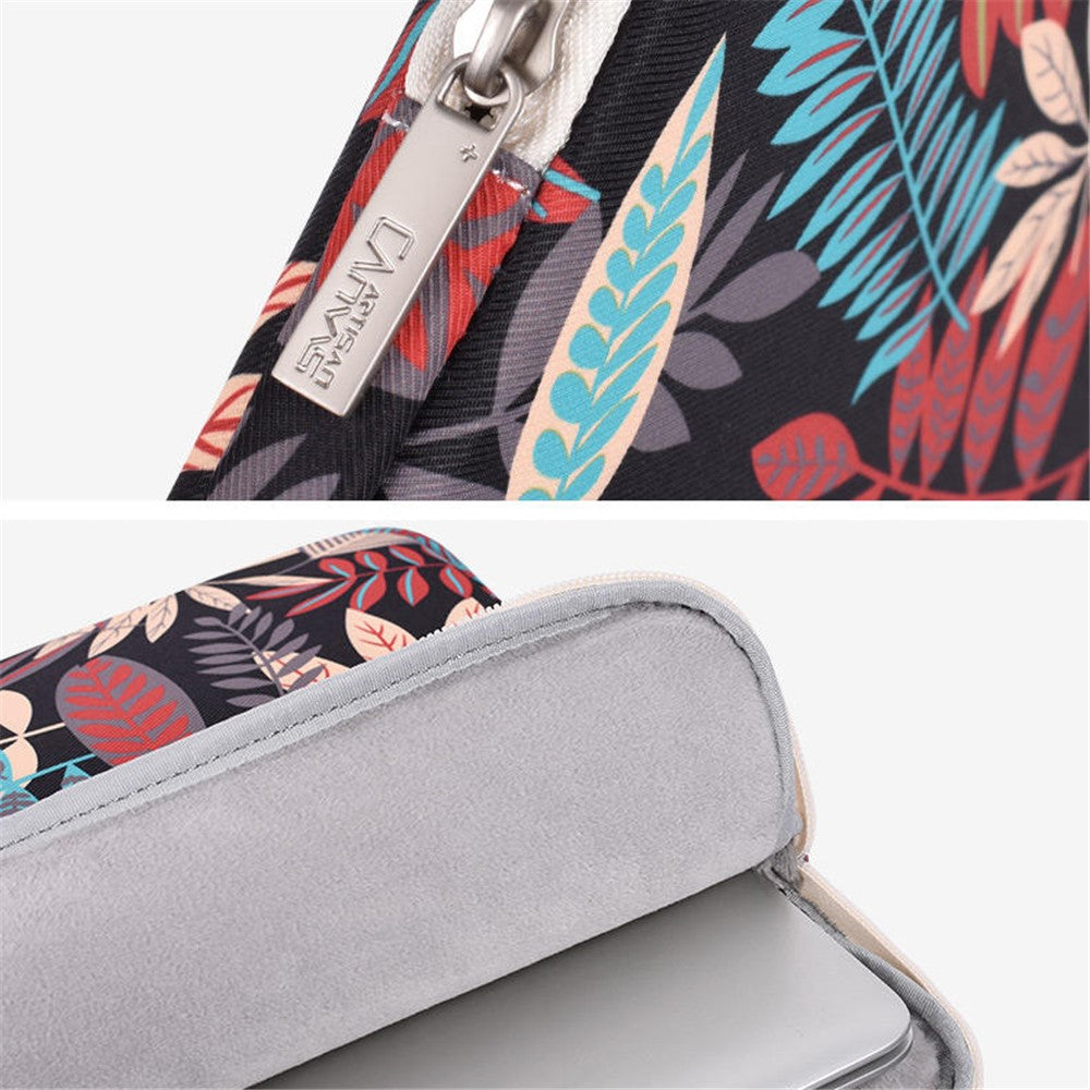 H30-T0121-Leaves-Printed-Ultra-thin-Protective-Laptop-Sleeve-Zipper-Notebook-PC-Bag-with-Small-Bag-Beige/for-14-inch-Laptop