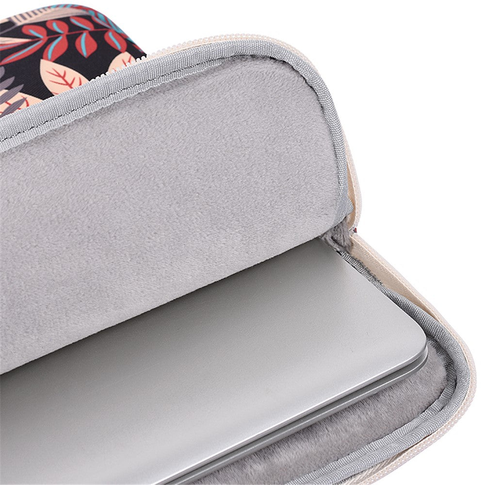 H30-T0121-Leaves-Printed-Ultra-thin-Protective-Laptop-Sleeve-Zipper-Notebook-PC-Bag-with-Small-Bag-Beige/for-14-inch-Laptop