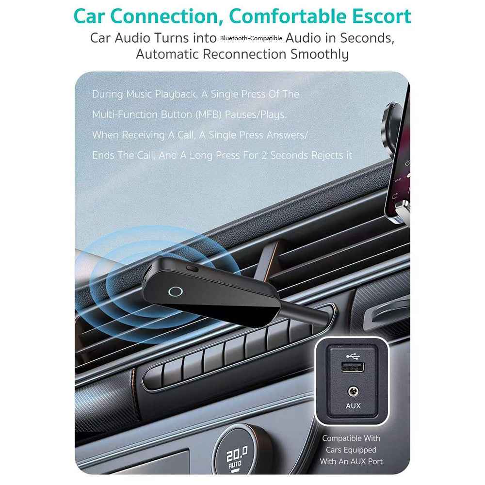 MS-016 2 in 1 Bluetooth-compatible 5.3 Transmitter Receiver 3.5mm Wireless Audio Dongle with Airplane Travel Adapter - Black