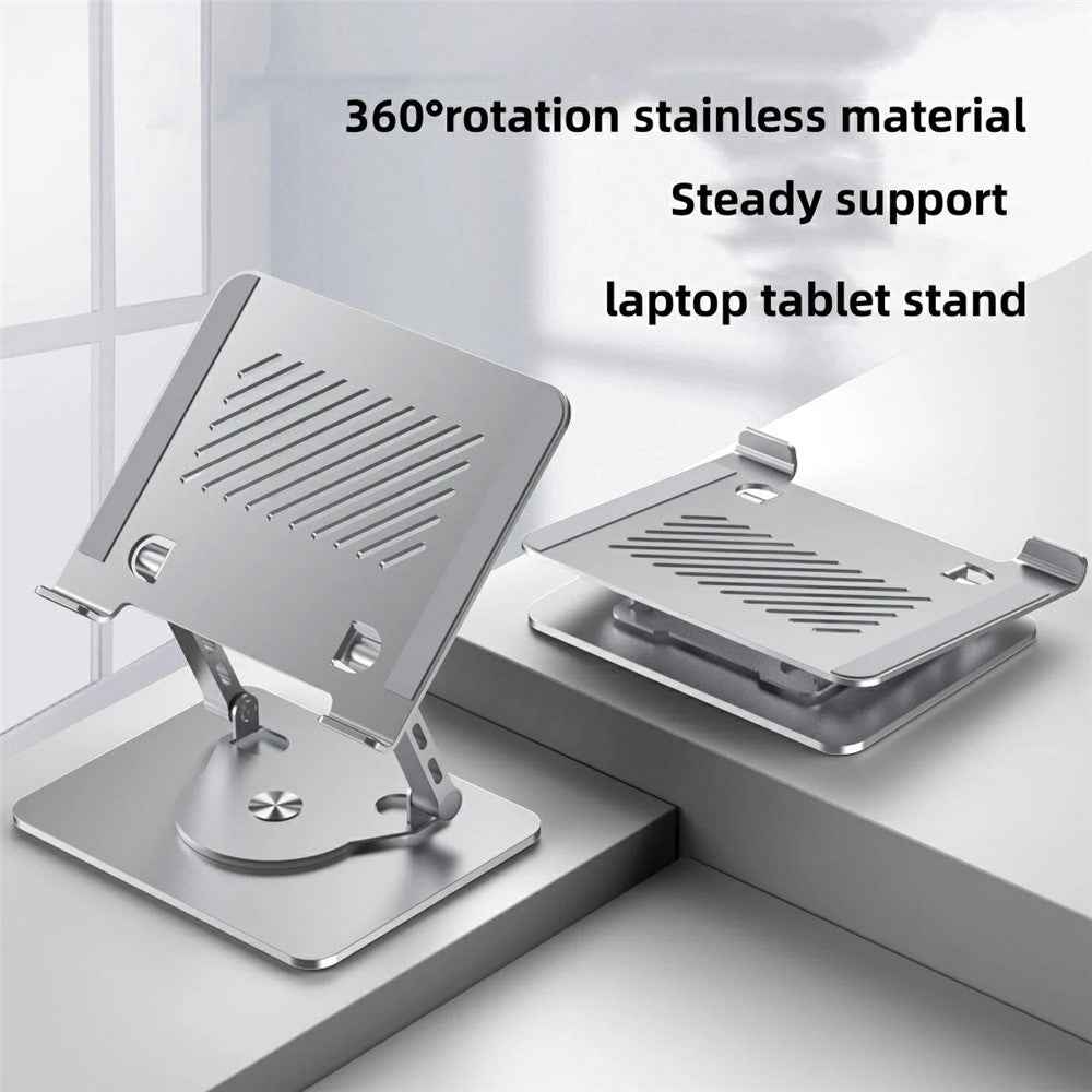 D087 Metal Desktop Laptop Heighten Bracket Rotatable Heat Dissipation Notebook Stand - Grey