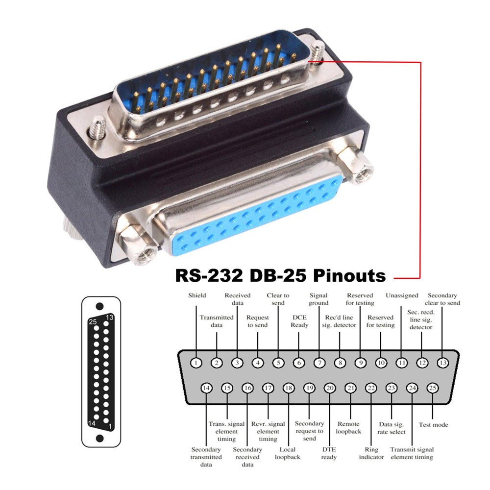DB-008-UP-DB-25PIN-Up-90-Degree-Angled-DSUB-Parallel-LPT-AES-/-EBU-25-Pin-Male-Screw-to-Female-Nut-Adapter