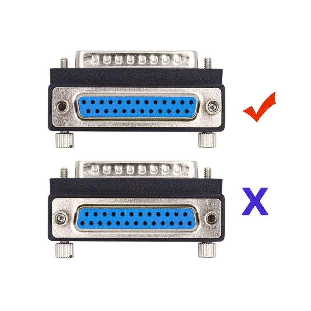 DB-008-UP-DB-25PIN-Up-90-Degree-Angled-DSUB-Parallel-LPT-AES-/-EBU-25-Pin-Male-Screw-to-Female-Nut-Adapter