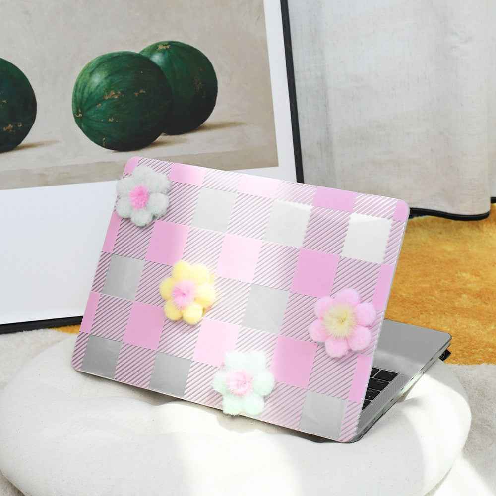 DIY Laptop Case for MacBook Pro 16 inch (2026) / (2025) / (2024) / (2023) / (2021) Hard PC Protective Cover - Pink Checked / Flower